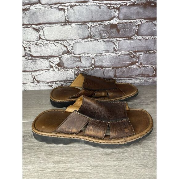 Rockport Brown Leather Cushion Open Toe Casual Slides Sandals Men Sz 11M US/44EU - Picture 15 of 16